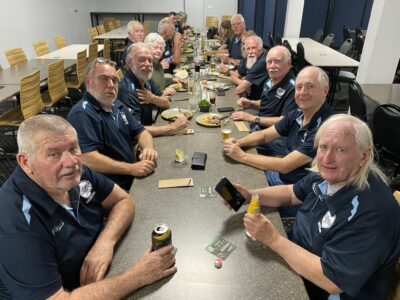 Plenty of fellowship, a happy group of bikers