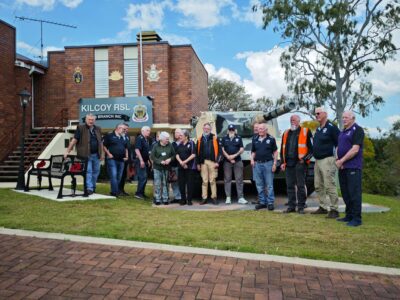 Group photo in front of a Leopard Tank - Kilcoy RSL